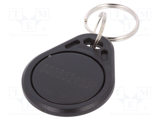 RFID pendant; laser printed code in 8H10D format; black; 4g