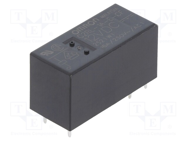 Relay: electromagnetic; SPST-NO; Ucoil: 12VDC; 12A/250VAC