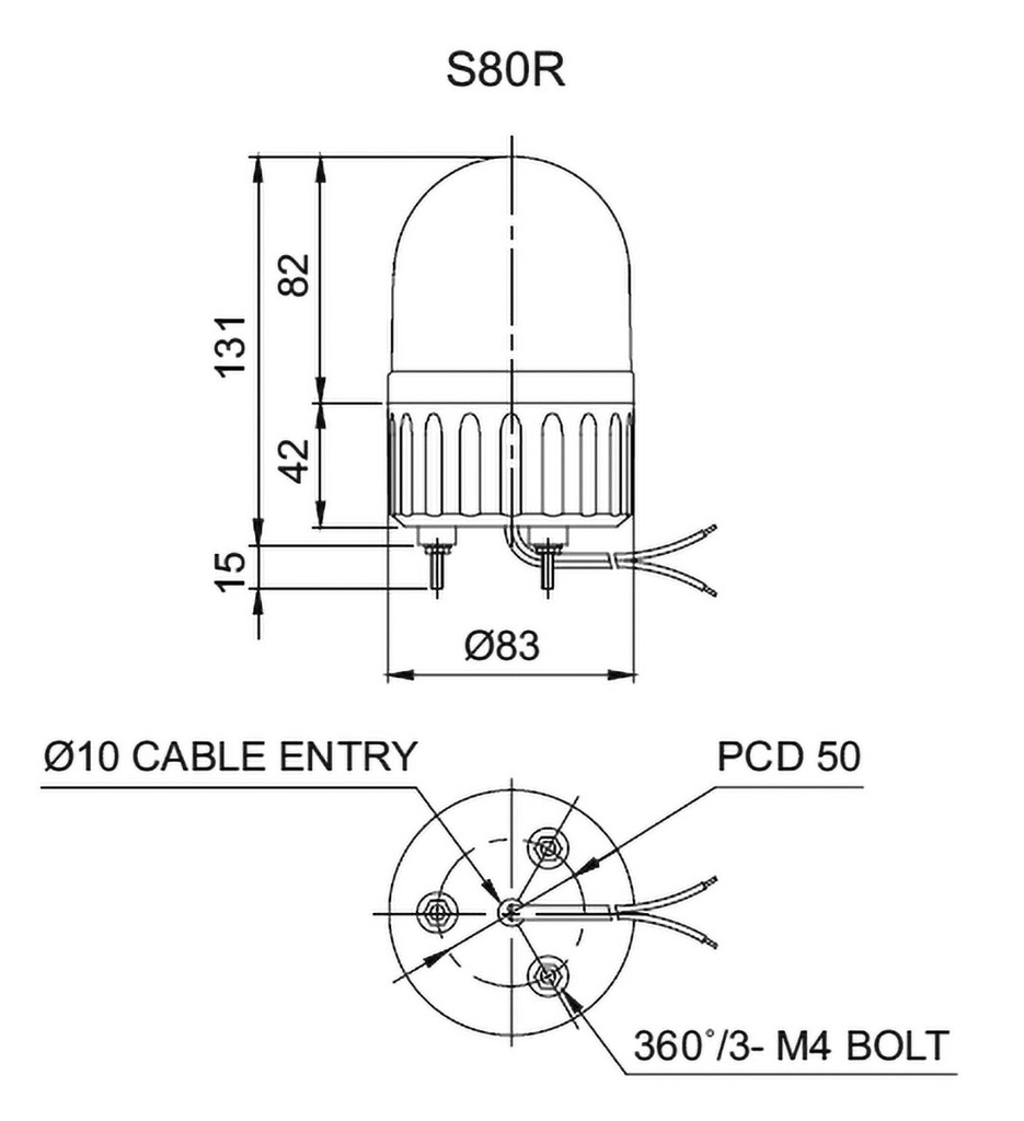 Signaller: lighting; rotating light; blue; Series: S80; 12VDC; IP44