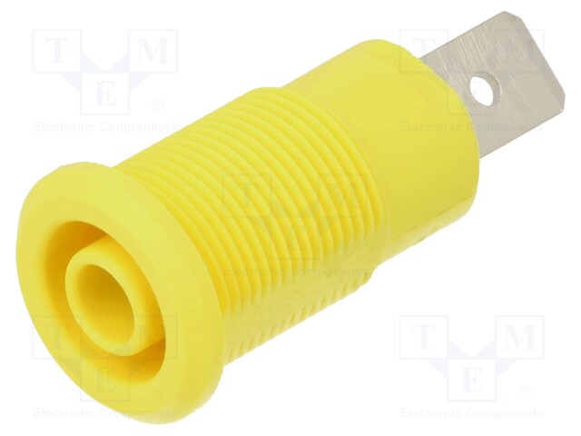 Socket; 4mm banana; 32A; 1kV; Cutout: Ø12.2mm; yellow; insulated