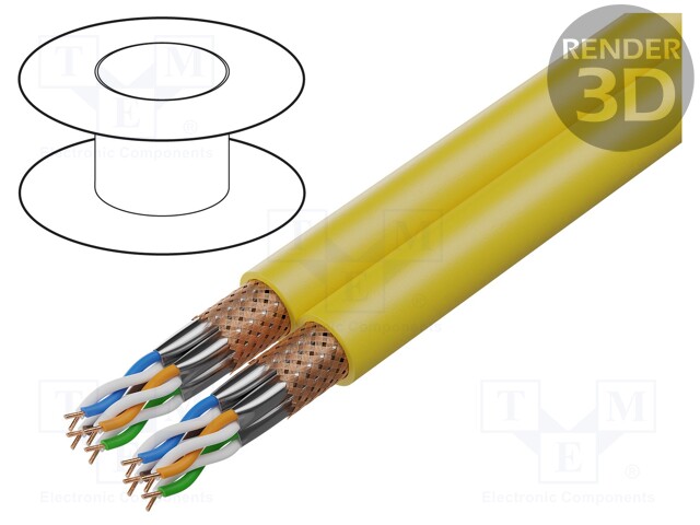 Wire; S/FTP,ETHERLINE® LAN 1200; 7a; solid; Cu; 2x(4x2x23AWG)