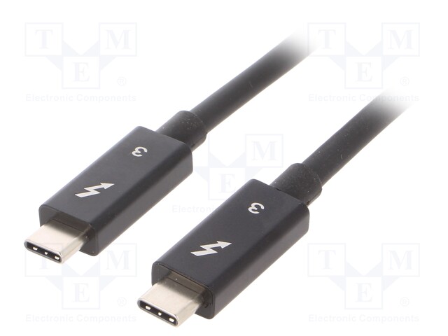 Cable; USB 3.1; USB C plug,both sides; nickel plated; 0.5m; black