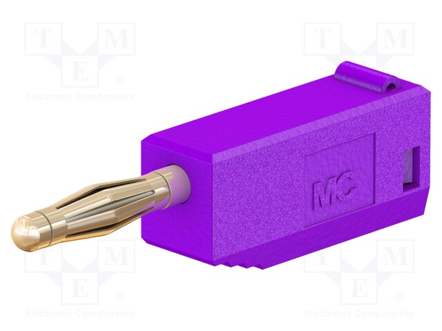 Plug; 2mm banana; 10A; 30VAC; 60VDC; violet; gold-plated; 0.5mm2