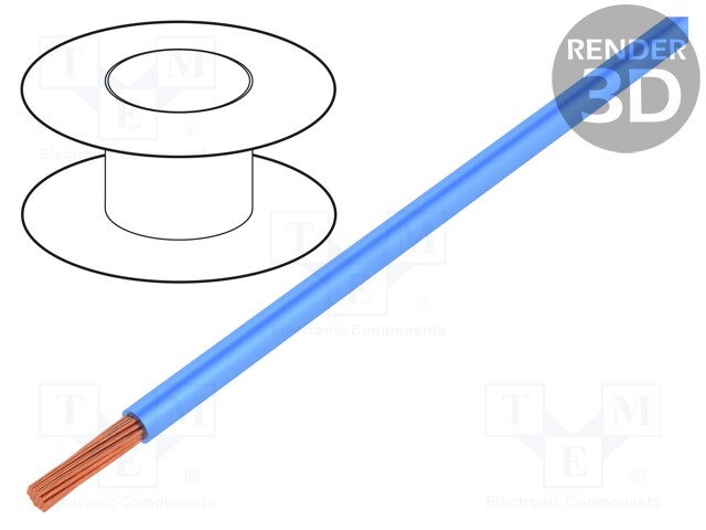 Wire; H05V2-K,LgYc; stranded; Cu; 1mm2; PVC; blue; 300/500V; 500m