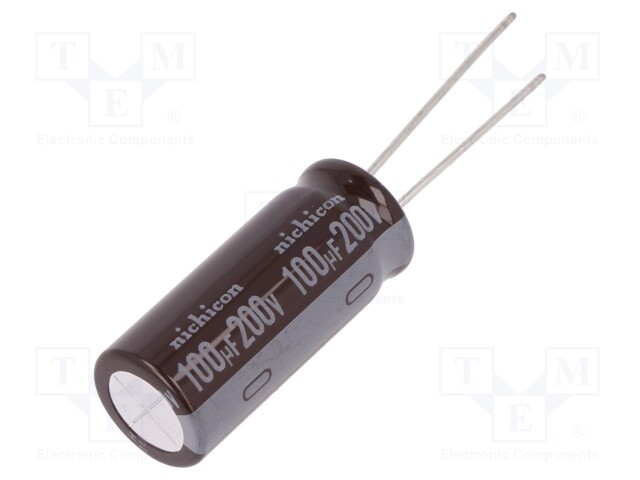 Capacitor: electrolytic; THT; 100uF; 200VDC; Ø12.5x31.5mm; ±20%