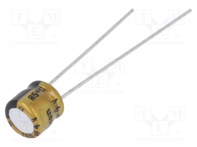 Capacitor: electrolytic; THT; 100uF; 4VDC; Ø5x5mm; Pitch: 2mm; ±20%