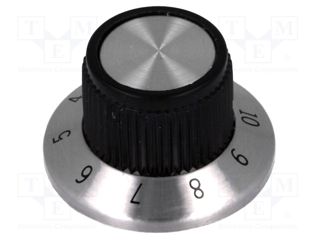 Knob; with flange; plastic; Shaft d: 6.35mm; Ø15.2x14.2mm