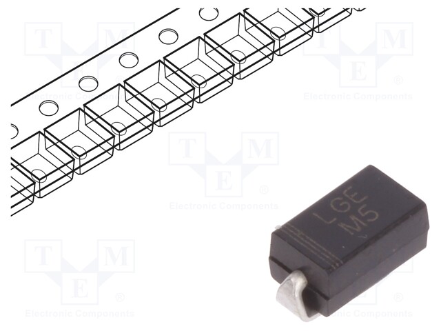 Diode: rectifying; SMD; 600V; 1A; Package: reel,tape; SMAJ; Ifsm: 30A