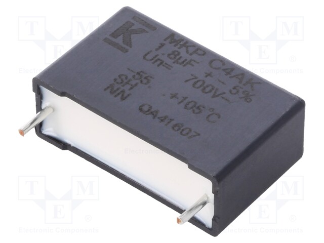 Capacitor: polypropylene; DC-Link; 1.8uF; ESR: 28.5mΩ; THT; ±5%