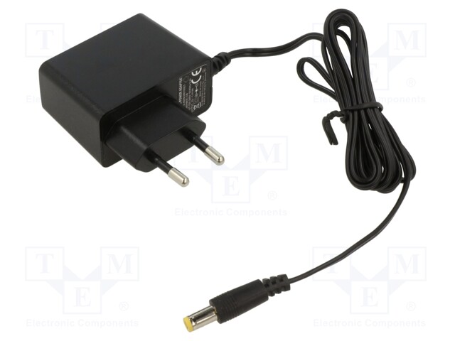 Power supply: switched-mode; constant voltage; 9VDC; 1A; 9W; plug