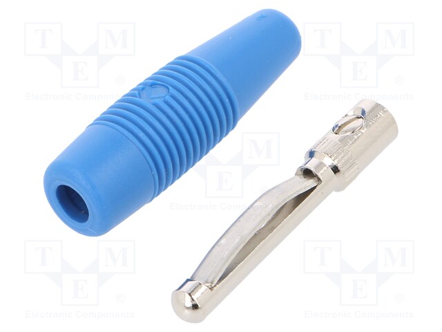 Plug; 4mm banana; 16A; 60VDC; blue; Max.wire diam: 1.5mm; 3mΩ