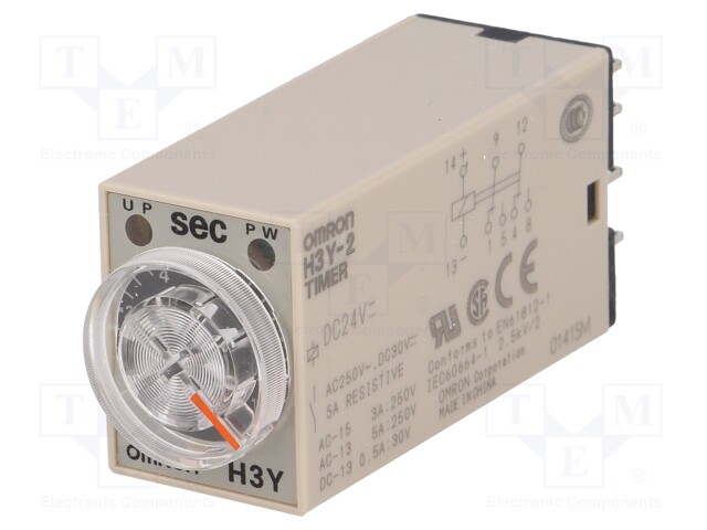 Timer; 0,5÷10s; DPDT; 250VAC/5A; 24VDC; socket; -10÷50°C; PIN: 8