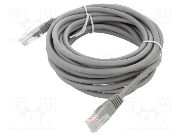 Patch cord; U/UTP; 5e; CCA; grey; 5m; RJ45 plug,both sides; 26AWG