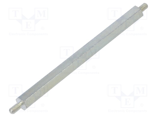 Screwed spacer sleeve; 100mm; Ext.thread: M4; hexagonal; steel