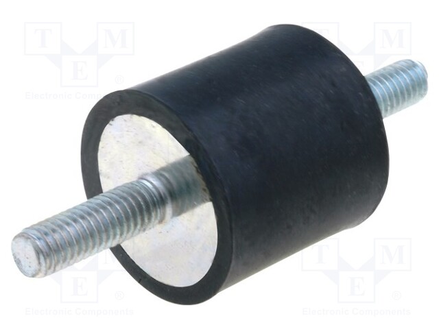 Vibration damper; M6; Ø: 25mm; rubber; L: 25mm; Thread len: 18mm