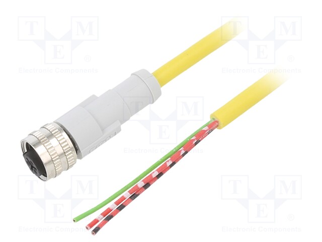 Connection lead; M12; PIN: 3; straight; 2m; plug; -25÷70°C; IP67