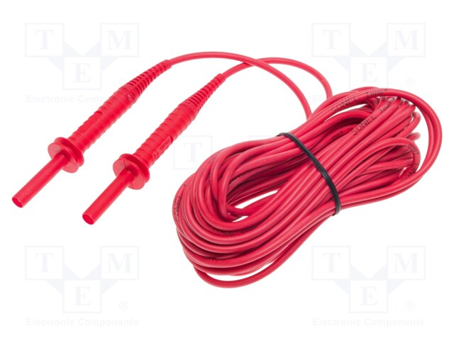 Test lead; banana plug-banana plug; insulated; Urated: 5kV; red