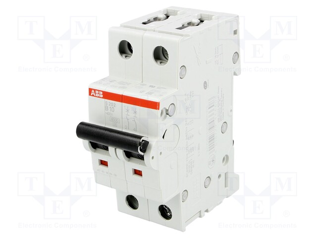 Circuit breaker; 400VAC; Inom: 10A; Poles: 2; DIN; Charact: B; 6kA