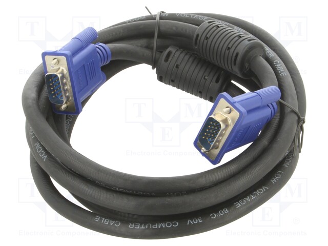 Cable; D-Sub 15pin HD plug,both sides; black; 3m; Øcable: 8mm