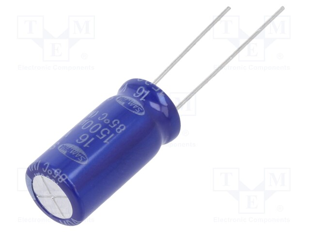 Capacitor: electrolytic; THT; 1500uF; 16VDC; Ø10x20mm; ±20%; 2000h