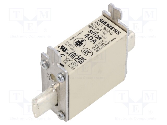 Fuse: fuse; gS; 40A; 690VAC; 250VDC; industrial; NH000; SENTRON