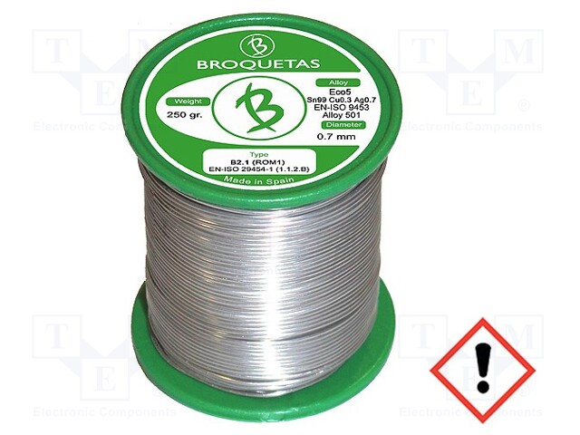 Soldering wire; Sn99Ag0,3Cu0,7; 0.7mm; 0.25kg; lead free