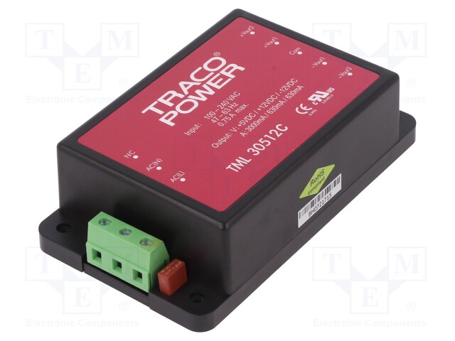 Power supply: switched-mode; 30W; 5VDC; 31x64.7x112mm; 12VDC; 3A
