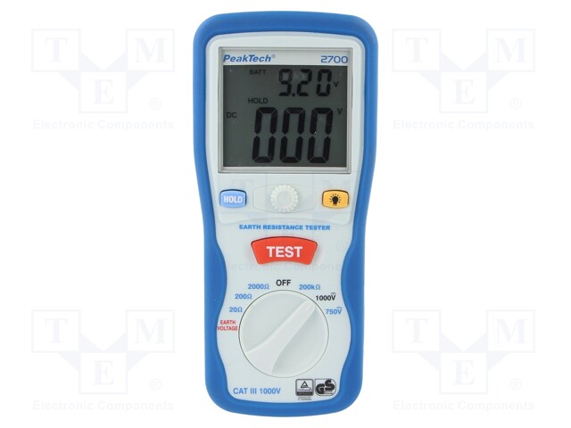 Earthing resistance meter; double LCD; R range: 0÷200kΩ