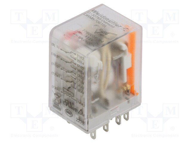 Relay: electromagnetic; 4PDT; Ucoil: 115VAC; 5A; industrial; socket