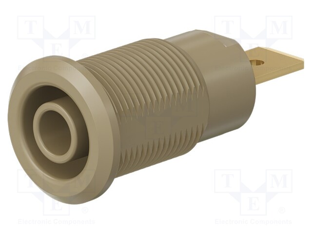 Socket; 4mm banana; 32A; 1kV; Cutout: Ø12.2mm; brown; gold-plated