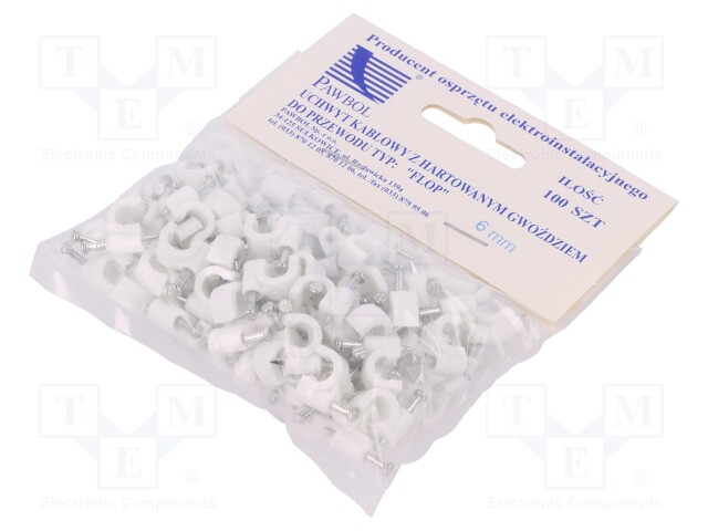 Holder; white; Application: on round cable; 100pcs; with a nail