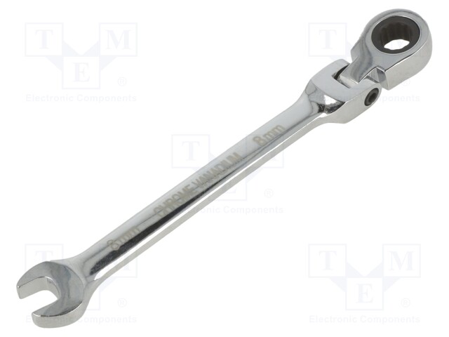 Wrench; combination spanner,with ratchet,with joint; 8mm