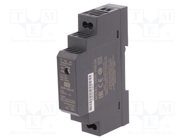 Power supply: DC/DC; 15W; 24VDC; 630mA; 9÷36VDC; Mounting: DIN; 68g