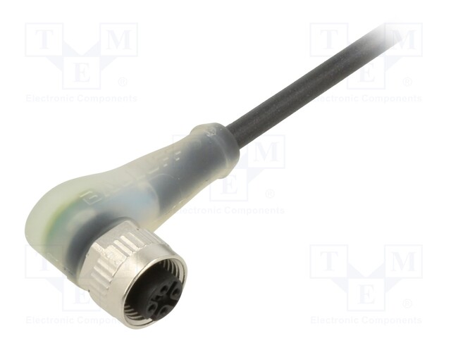 Connection lead; M12; PIN: 5; angled; 5m; plug; 4A; -25÷90°C; PUR