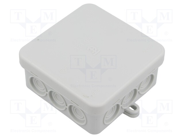 Enclosure: junction box; X: 85mm; Y: 85mm; Z: 40mm; IP55; light grey