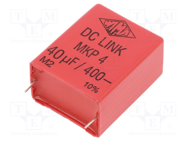 Capacitor: polypropylene; 40uF; 400V; ESR: 6mΩ; THT; ±10%; 8V/μs