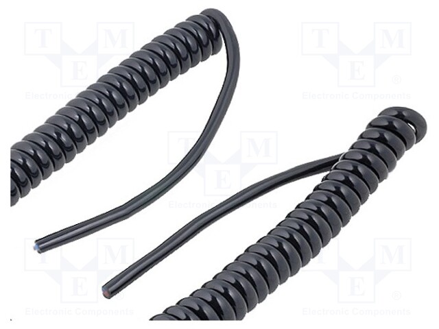 Wire: coiled; 2x0,75mm2; unshielded; PUR; black; 300/500V; 1m; 4m