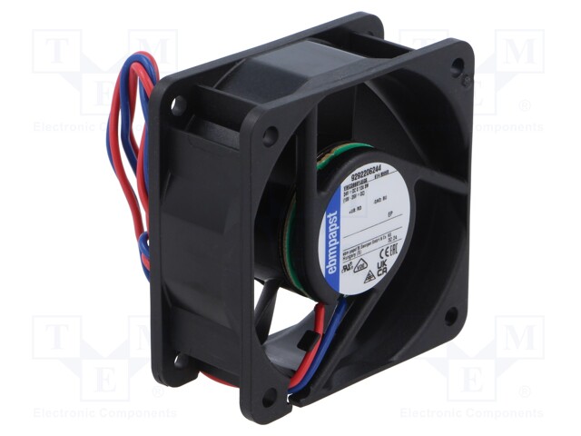 Fan: DC; axial; 24VDC; 60x60x25mm; 56m3/h; 41dBA; ball; 6850rpm; IP54