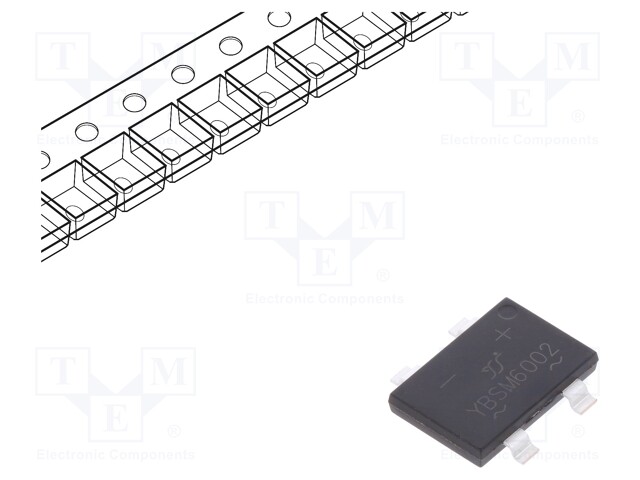 Single-phase bridge rectifier; Urmax: 200V; If: 6A; Ifsm: 150A