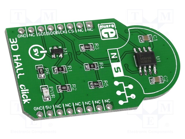 Click board; magnetic field sensor; ISP; MLX90333 Triaxis™; 5VDC