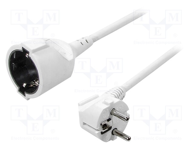 Extension lead; Sockets: 1; white; 3m; 16A