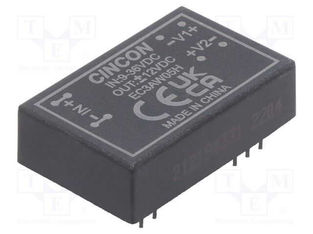 Converter: DC/DC; 3W; Uin: 9÷36V; Uout: 12VDC; Uout2: -12VDC; DIP24