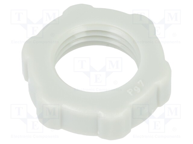 Nut; PG7; polystyrene; D: 5mm; Spanner: 19mm; light grey