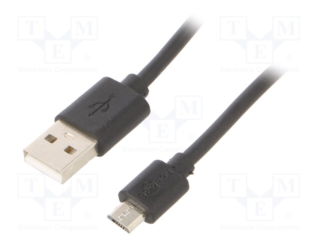 Cable; USB 2.0; USB A plug,USB B micro plug; nickel plated; 1m