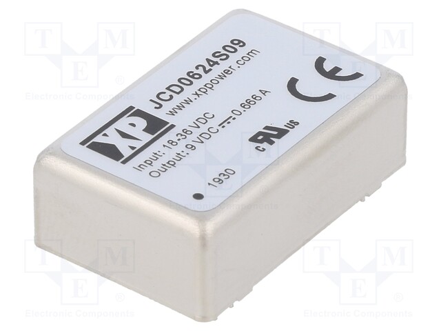 Isolated Board Mount DC/DC Converter, 2:1 Input, ITE, 1 Output, 6 W, 9 V, 666 mA