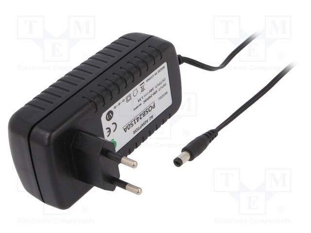 Power supply: switched-mode; 24VDC; 1.5A; Out: 5,5/2,1; 36W; 0÷45°C