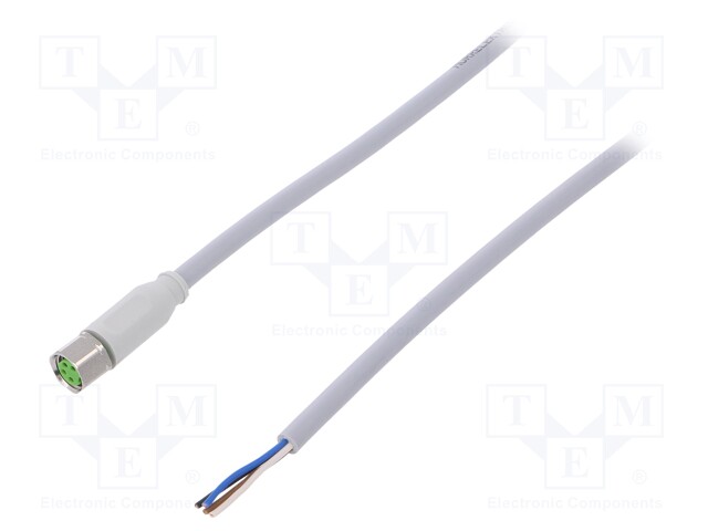 Connection lead; M8; PIN: 4; straight; 3m; plug; 30VAC; -25÷80°C