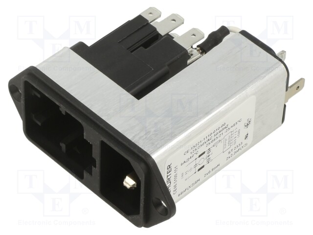 Connector: AC supply; socket; male; 6A; 250VAC; IEC 60320; -25÷85°C