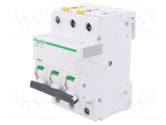 Circuit breaker; 400VAC; Inom: 2A; Poles: 3; DIN; Charact: C; 6kA