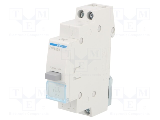 Module: pushbutton switch; 230VAC; 16A; DIN; monostable